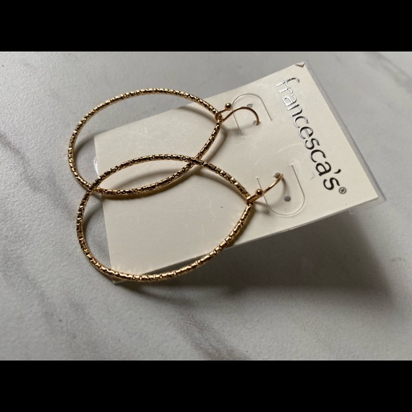 Faux Gold Oval Drop Earrings - Picture 3 of 3